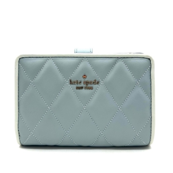Kate Spade Carey Smooth Quilted Leather Compact Bifold Wallet Wild Sage (NWT) - Picture 3 of 9